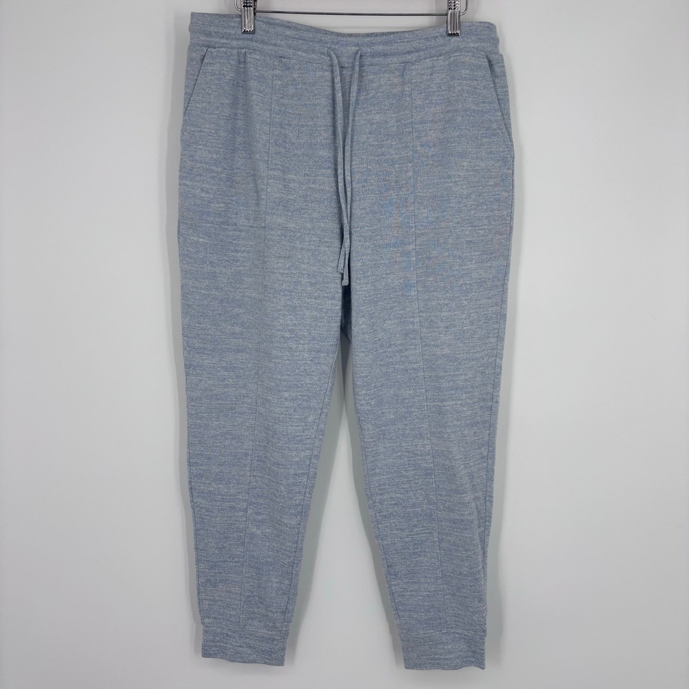 Haven Well Within Blue Heathered Knit Jogger Pants Women Size L Drawstring Soft